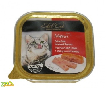 Консервы (влажный корм) для кошек Edel Cat mit Hase und Leber Заяц Печень 100г-арт.1000306