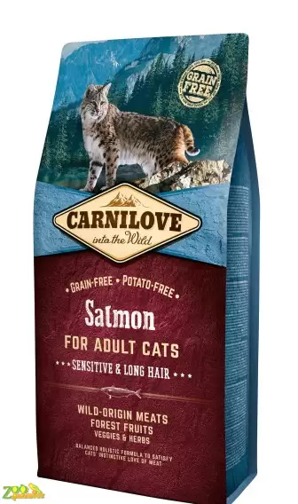 Сухой беззерновой корм для кошек с чувствительным пищеварением Carnilove Cat Salmon - Sensitive…