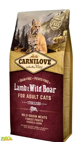 Сухой беззерновой корм для стерилизованных кошек Carnilove Cat Lamb & Wild Boar Sterilised…