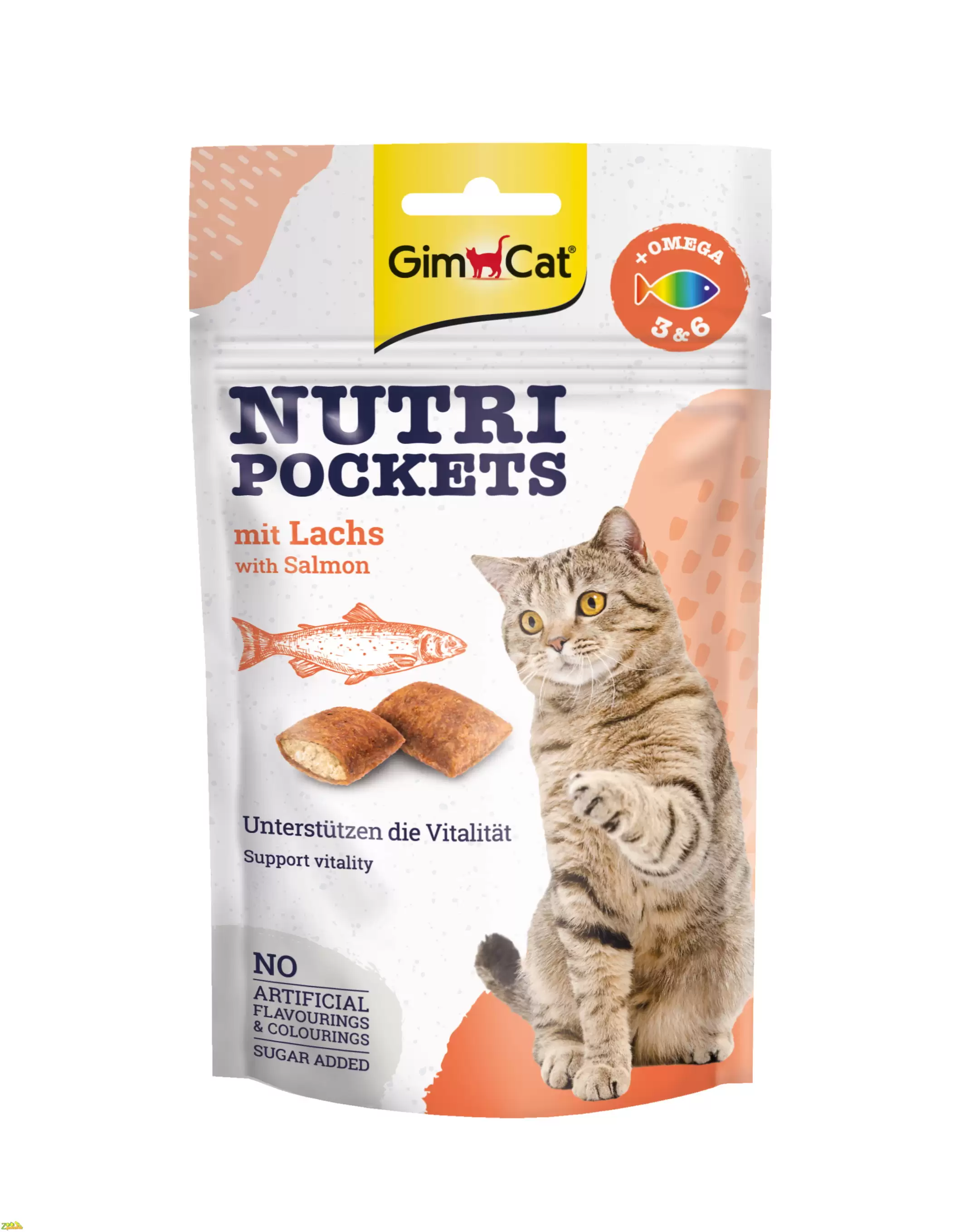 GimCat Nutri Pockets Лосось+Омега 3 и Омега 6 60 г