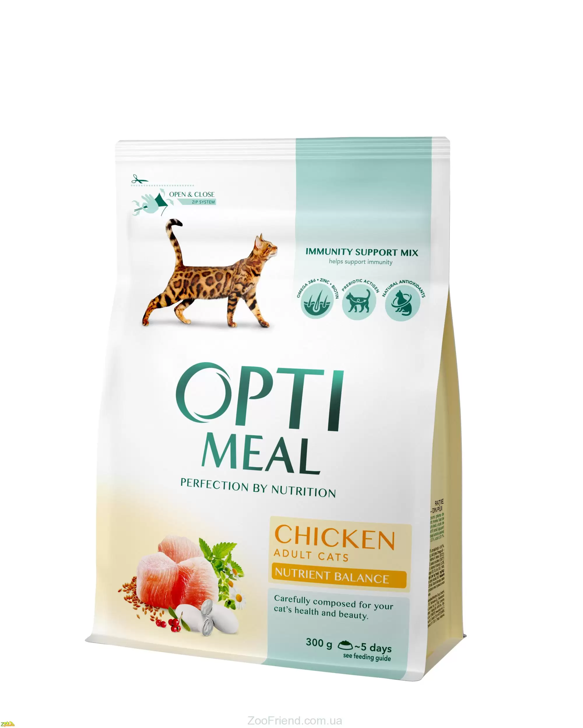 Сухой корм Opti Meal для взрослых котов с курицей 4кг