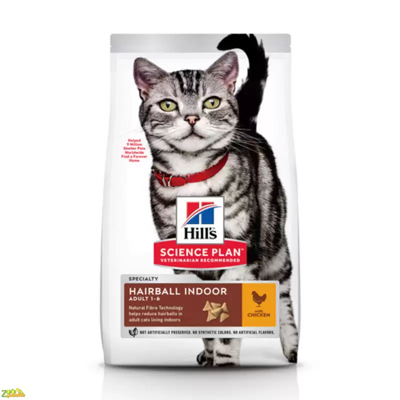 Сухой корм для домашних кошек с эффектом выведения шерсти Hills SP HairBall Indoor Cat Adult…