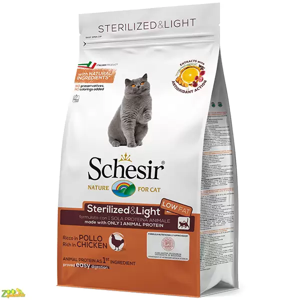 Schesir Cat Sterilized & Light ШЕЗИР СТЕРИЛИЗОВАННЫЕ ЛАЙТ КУРИЦА сухой монопротеиновый для…