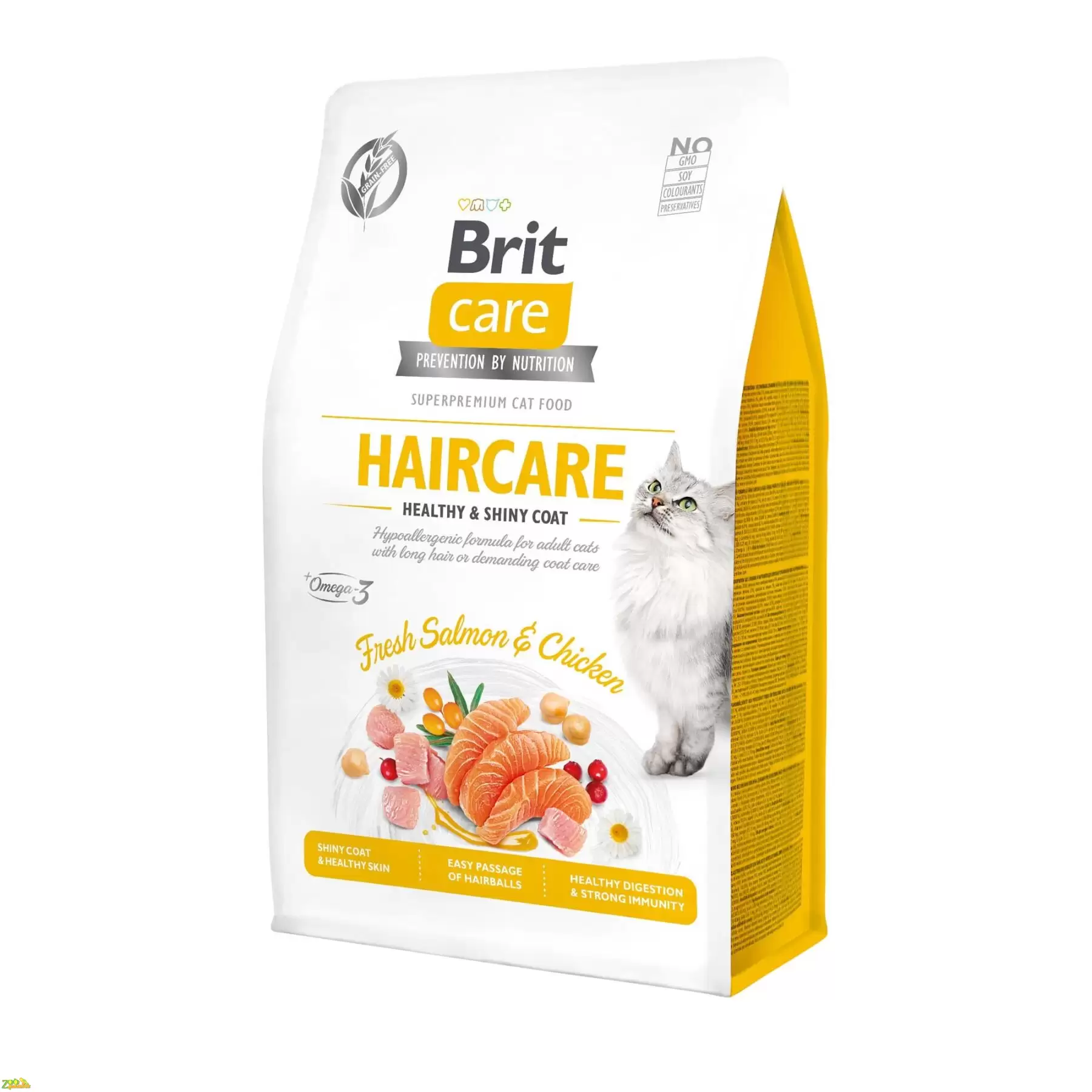 Сухой корм для длинношерстных кошек Brit Care Cat GF Hair care Healthy & Shiny Coat курица…