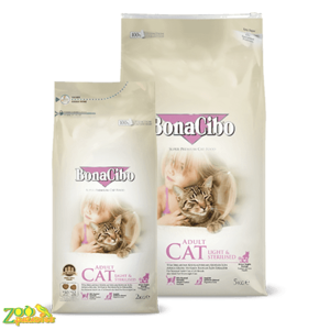 Сухой диетический корм для взрослых стерилизованных котов  с курицей и анчоусами BONACIBO ADULT CAT LIGHT & STERILISED