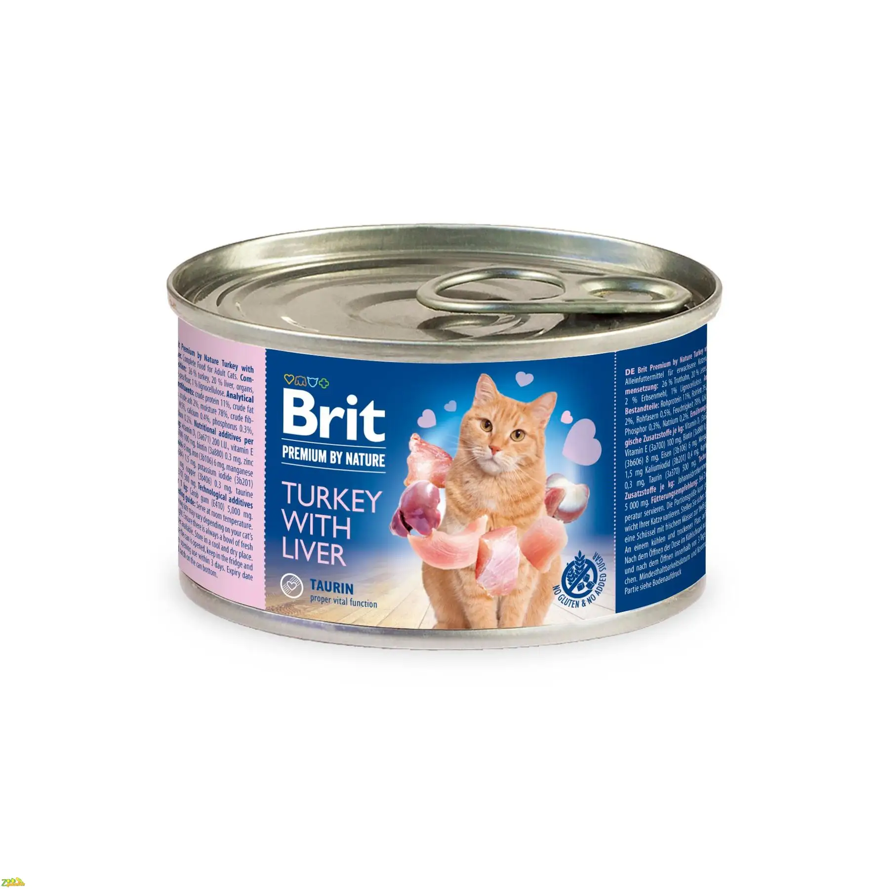 Влажный корм для кошек Brit Premium Turkey & Liver 200 г (паштет с индейкой и печенью) 100619