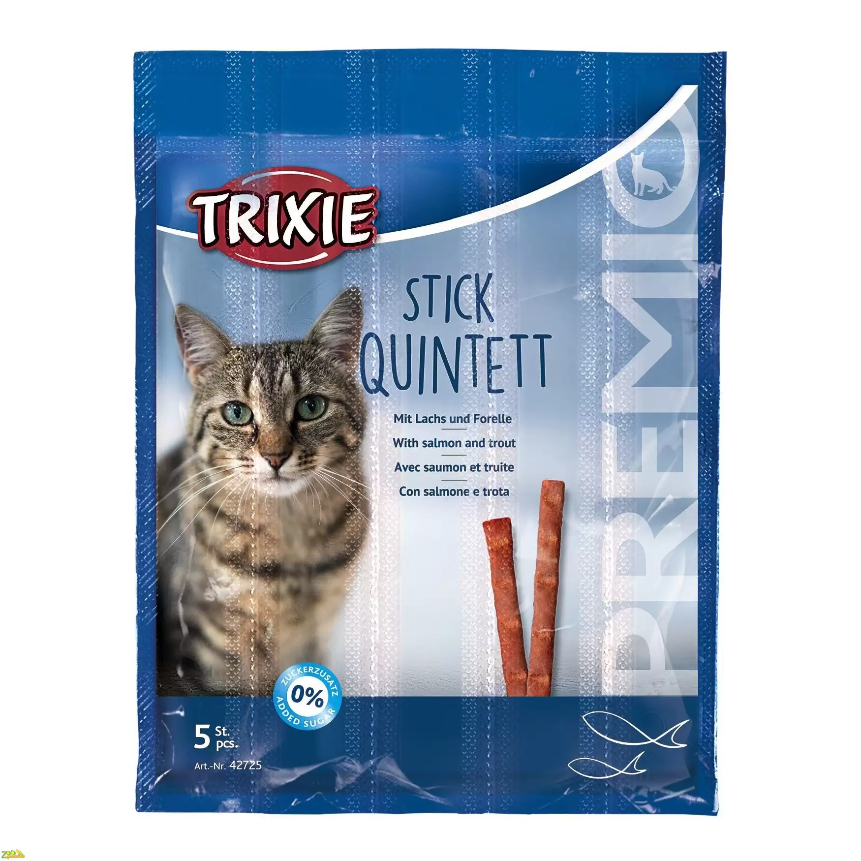 Лакомство для кошек Trixie PREMIO Quadro-Sticks 5 шт. (лосось и форель)