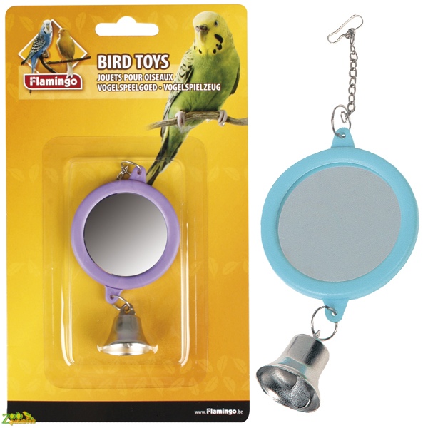 Flamingo Mirror Round+Bell ФЛАМИНГО игрушка для попугаев круглое зеркало с колокольчиком