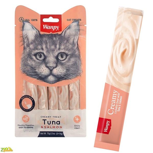 Жидкое лакомство для котов тунец с лососем Wanpy Creamy Lickable Treats Tuna & Salmon