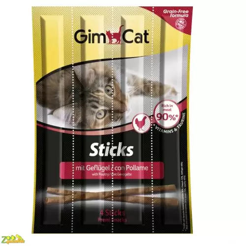 GimCat Sticks 4 шт. лакомство для кошек с птицей