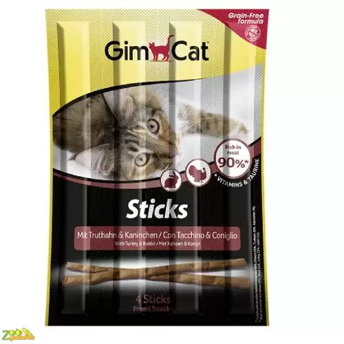 GimCat Sticks 4 шт. лакомство для кошек с индейкой и кроликом