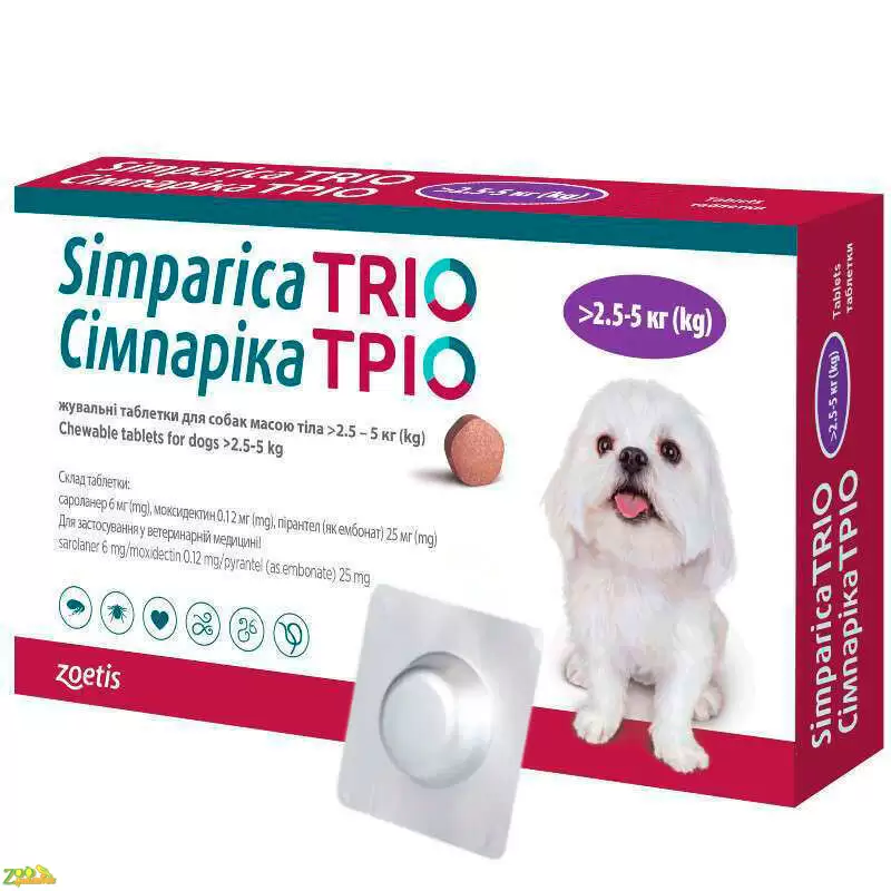 Simparica TRIO (Сімпаріка ТРІО) - Протипаразитарні жувальні таблетки від бліх, гельмінтів та…