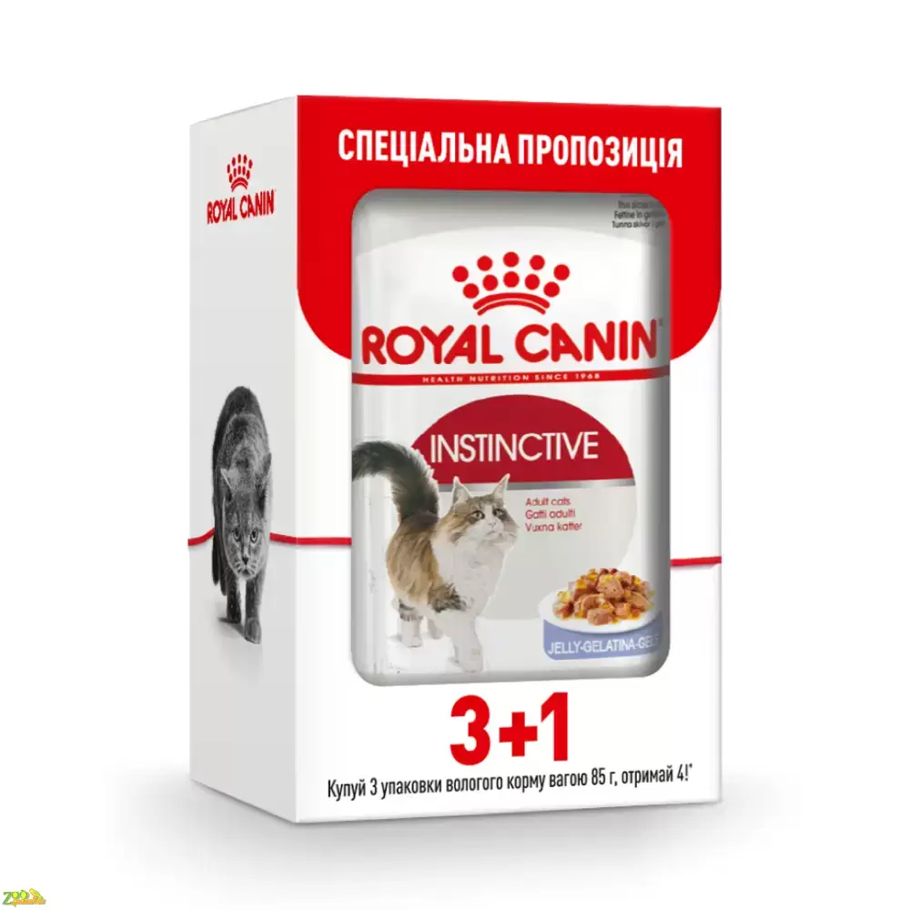 Влажный корм для кошек Royal Canin Instinctive Jelly pouch 85 г, 3+1 шт