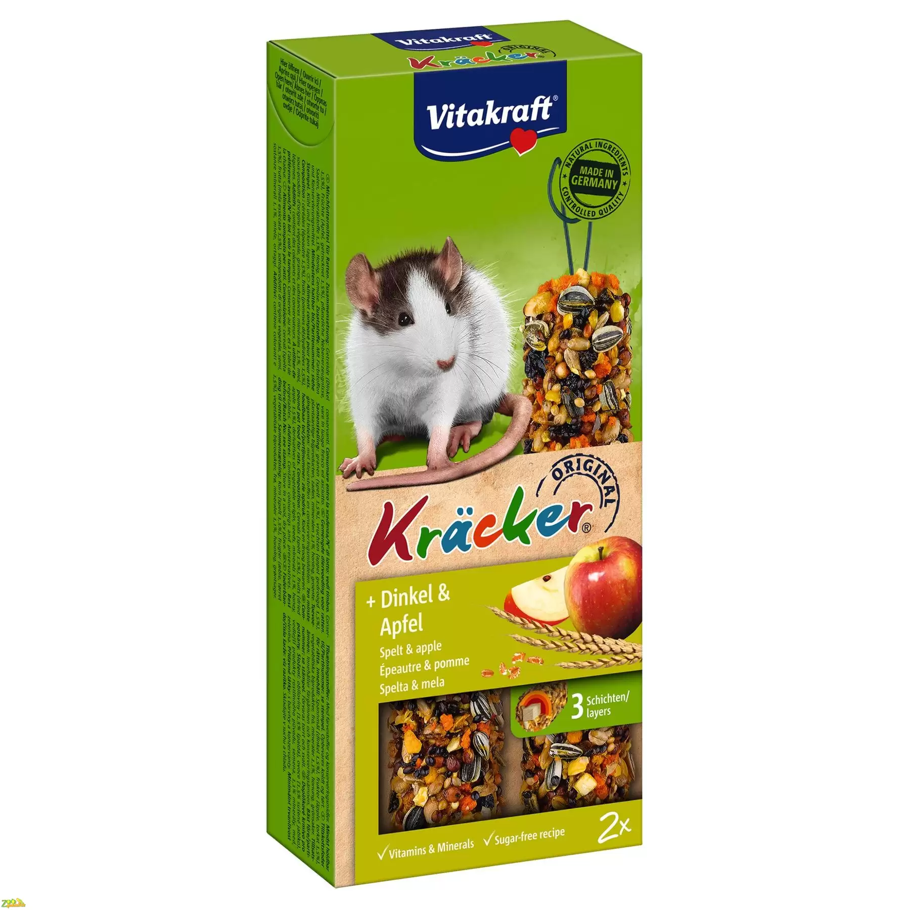 Лакомство для крыс Vitakraft «Kracker Original + Spelt & Apple» 112 г / 2 шт. (спельта и яблоко)