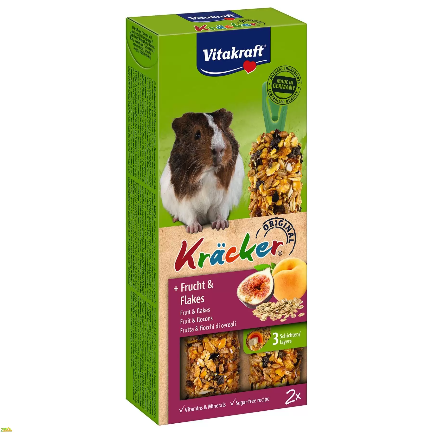 Лакомство для морских свинок Vitakraft «Kracker Original + Frucht & Flakes» 112 г / 2 шт. (фрукты…