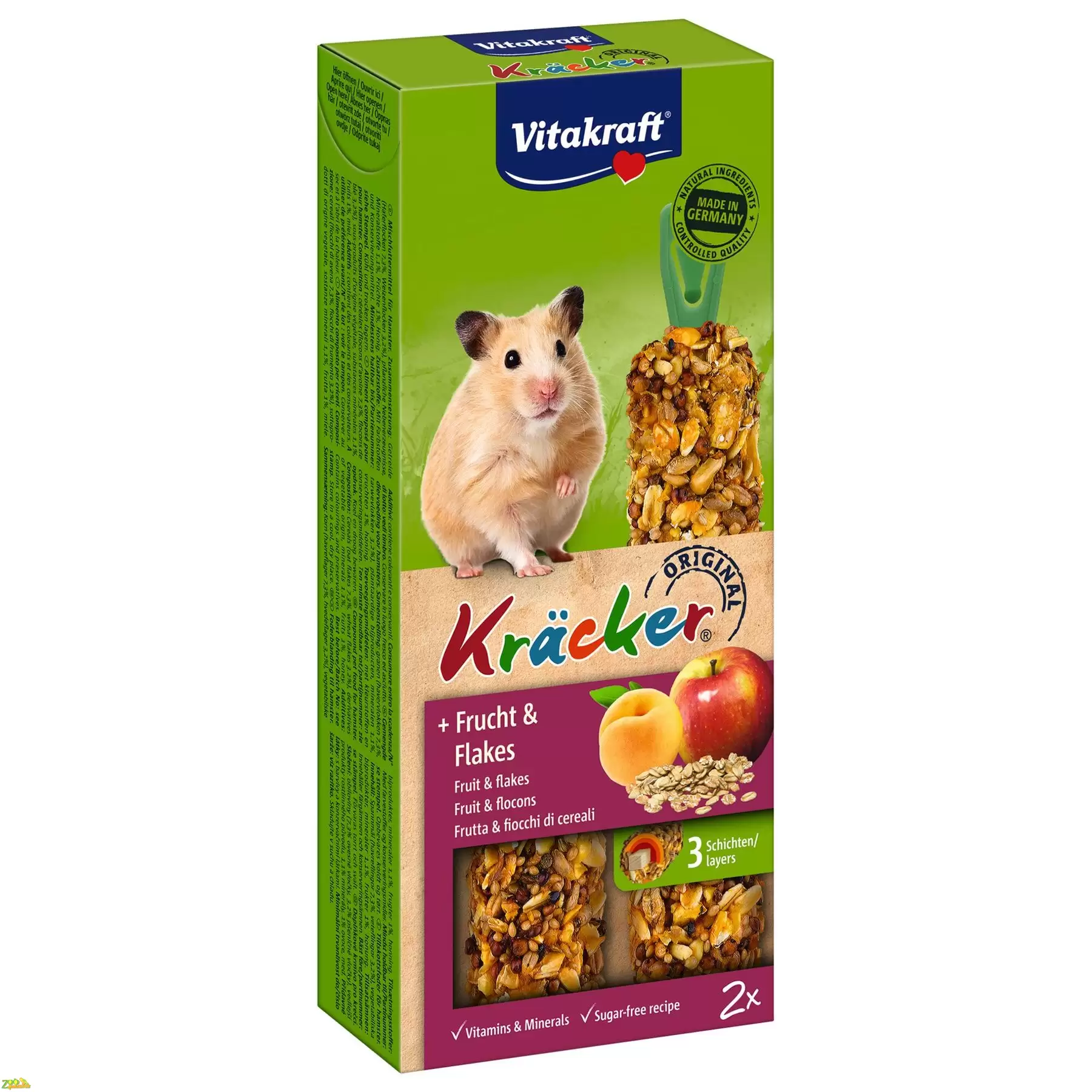 Лакомство для хомяков Vitakraft «Kracker Original + Frucht & Flakes» 112 г / 2 шт. (фрукты…