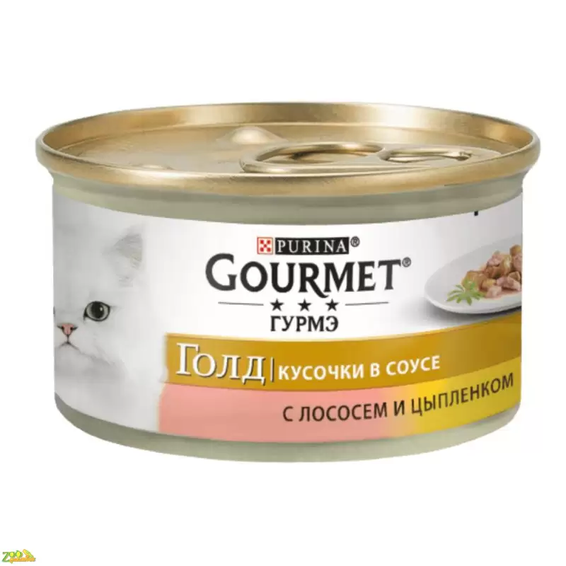 Консервы (влажный корм) для кошек Gourmet Gold (Гурмет Голд) кусочки в подливке с лососем и…