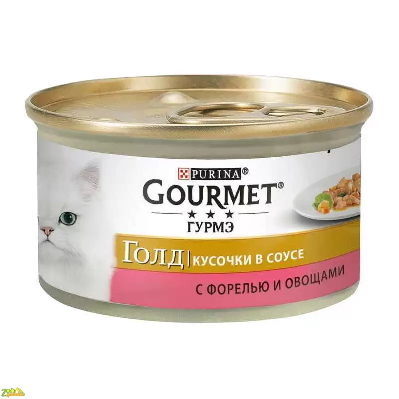 Консервы (влажный корм) для кошек Gourmet Gold (Гурмет Голд) кусочки в подливке с форелью и…