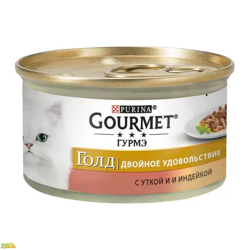 Консервы (влажный корм) для кошек Gourmet Gold (Гурмет Голд) с уткой и индейкой 85г