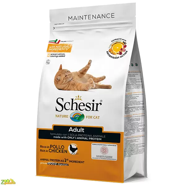 Schesir Cat Adult Chicken ШЕЗИР ВЗРОСЛЫЙ КУРИЦА сухой монопротеиновый корм для котов 1,5 кг