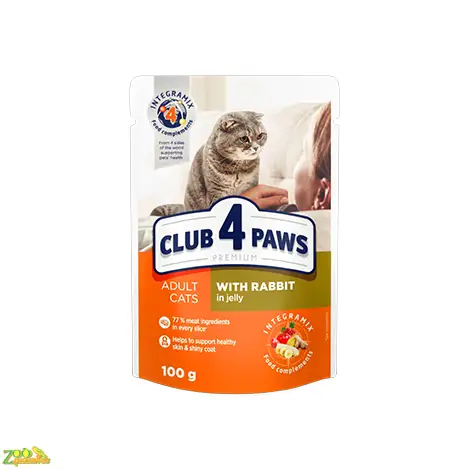 CLUB 4 PAWS ПРЕМИУМ "с кроликами В ЖЕЛЕ" 85г 24 шт