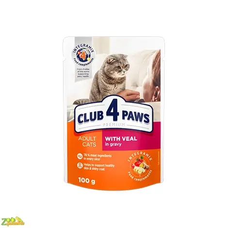 CLUB 4 PAWS ПРЕМИУМ "из телятины в соусе" 85 г 24 шт