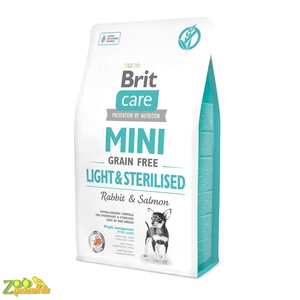 Сухой беззерновой гипоаллергенный корм для собак миниатюрных пород с избыточным весом или стерилизованных собак Brit Care Mini Light & Sterilised 7 кг