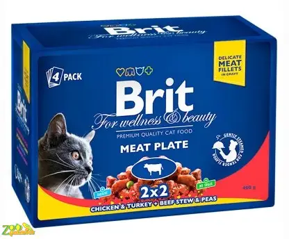 Консервы (влажный корм) для кошек Brit Premium Cat Pouch 400г Мясная тарелка